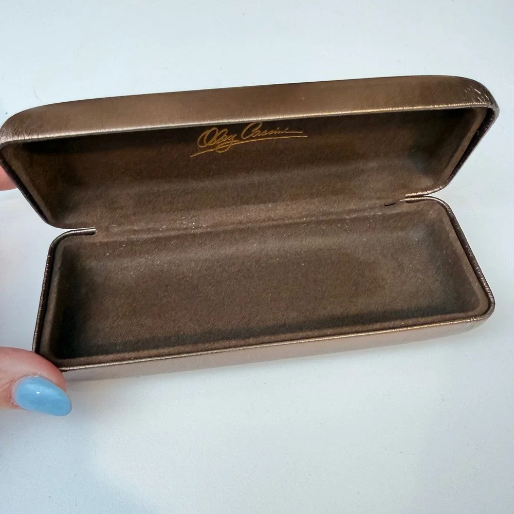 Oleg Cassini Metallic Bronze Hard Shell Eyeglass Case Textured Designer Case